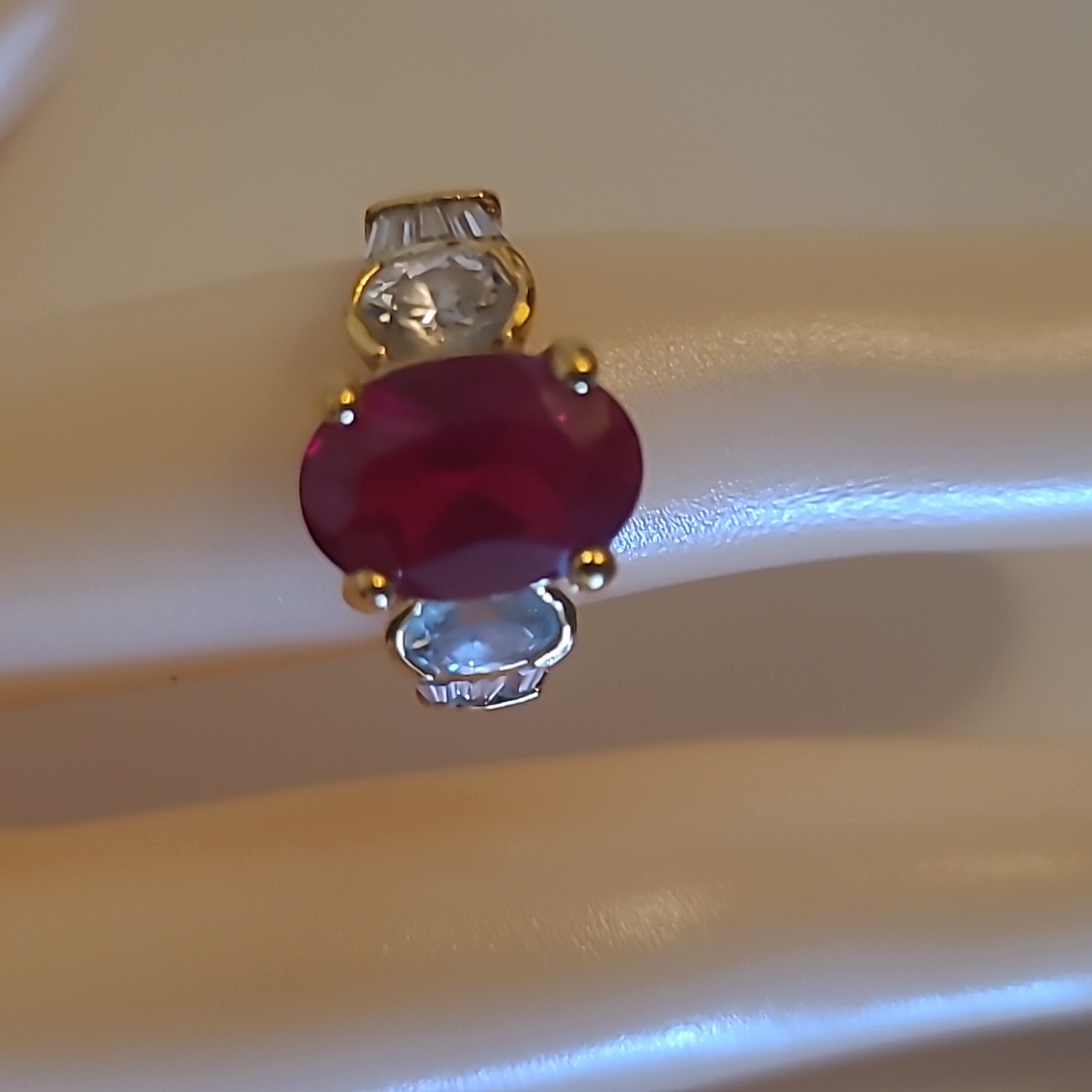 Simulated Ruby Red Ring